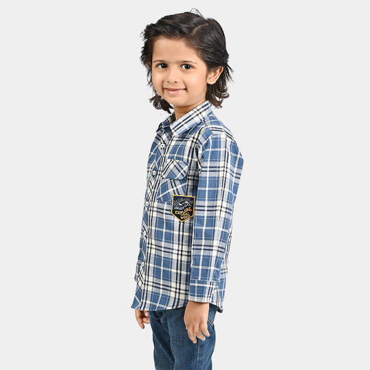 Boys Yarn Dyed Casual Shirt (Explore)-Blue Check