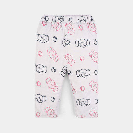 Infant Girls Cotton Interlock Suit-Navy/White
