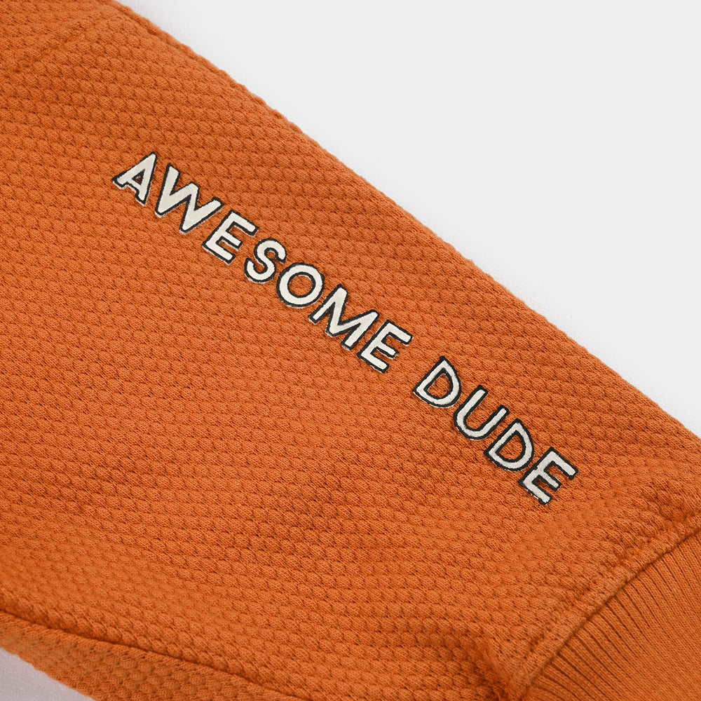 Infant Boys Cotton PK Pajama (Awesome Dude) - Rust