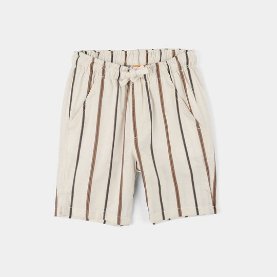 Boys Yarn Dyed Woven Suit (Striped) - Brown/Off-White