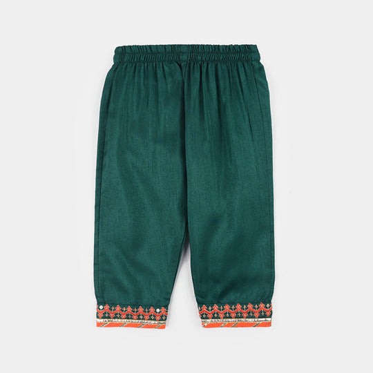 Infant Girls Raw Silk 3Pcs Naqsh-Teal blue