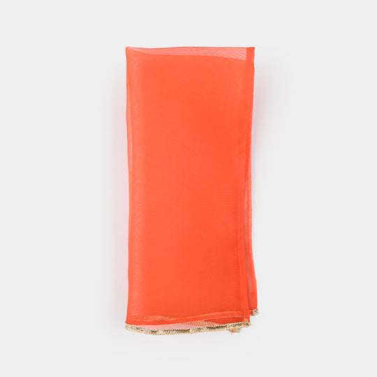 Infant Girls Raw Silk 3Pcs Naqsh-Teal blue