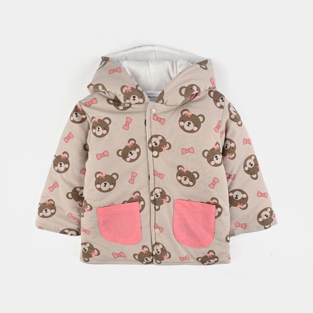 Infant Girls Cotton Interlock Suit-Beige/Pink