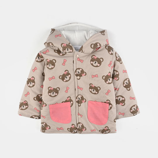 Infant Girls Cotton Interlock Suit-Beige/Pink