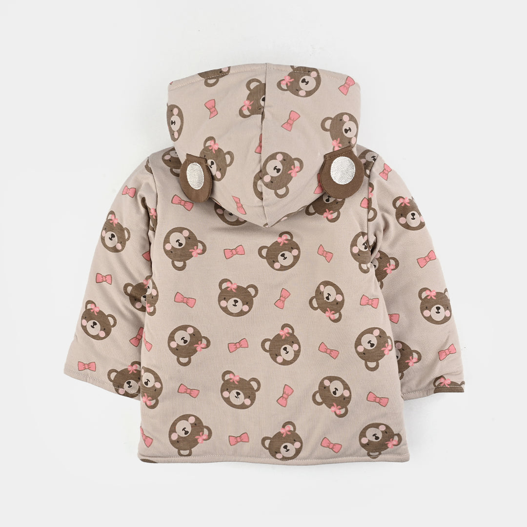 Infant Girls Cotton Interlock Suit-Beige/Pink