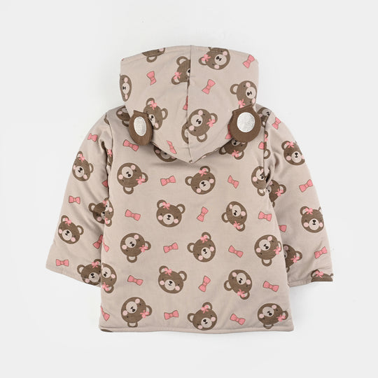 Infant Girls Cotton Interlock Suit-Beige/Pink