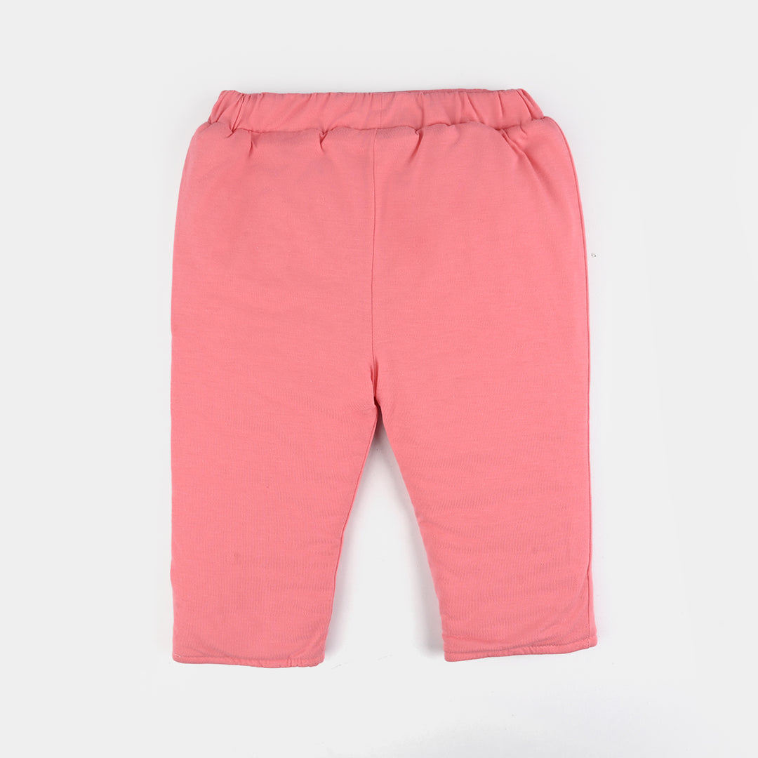 Infant Girls Cotton Interlock Suit-Beige/Pink