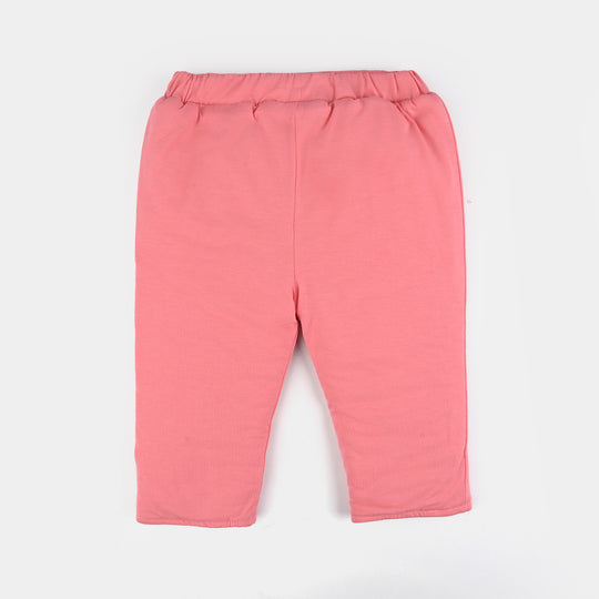 Infant Girls Cotton Interlock Suit-Beige/Pink