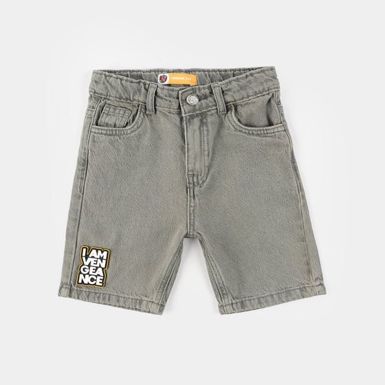 Boys Denim Stretch Shorts (Vengeance) - Grey
