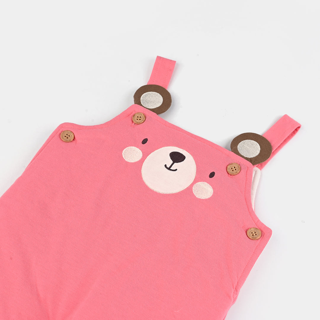 Infant Girls Cotton Interlock Suit-Pink/Beige