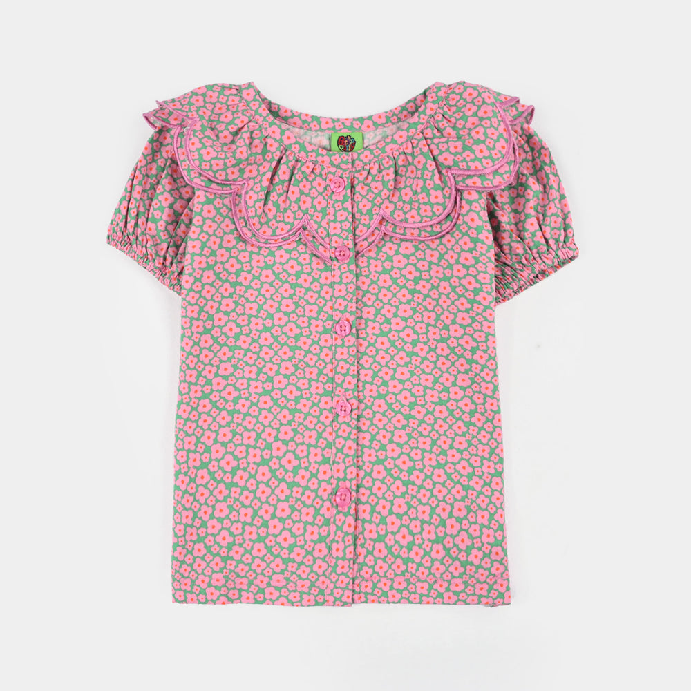 Infant Girls Cotton 2-Piece Suit (Mint Pop) - Pink