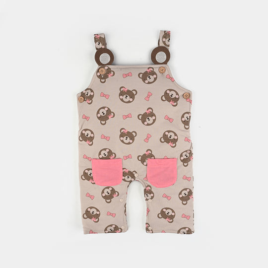 Infant Girls Cotton Interlock Suit-Pink/Beige