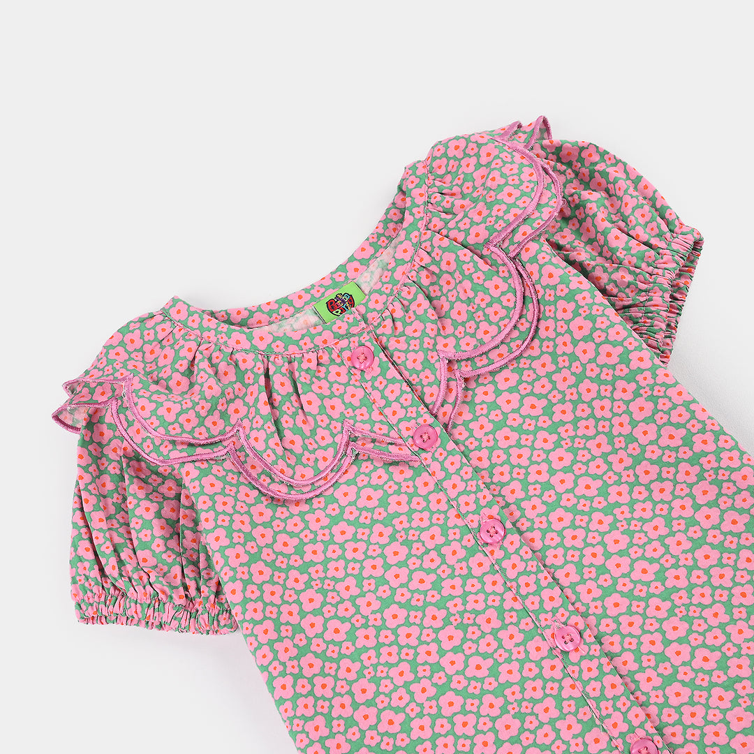 Infant Girls Cotton 2-Piece Suit (Mint Pop) - Pink