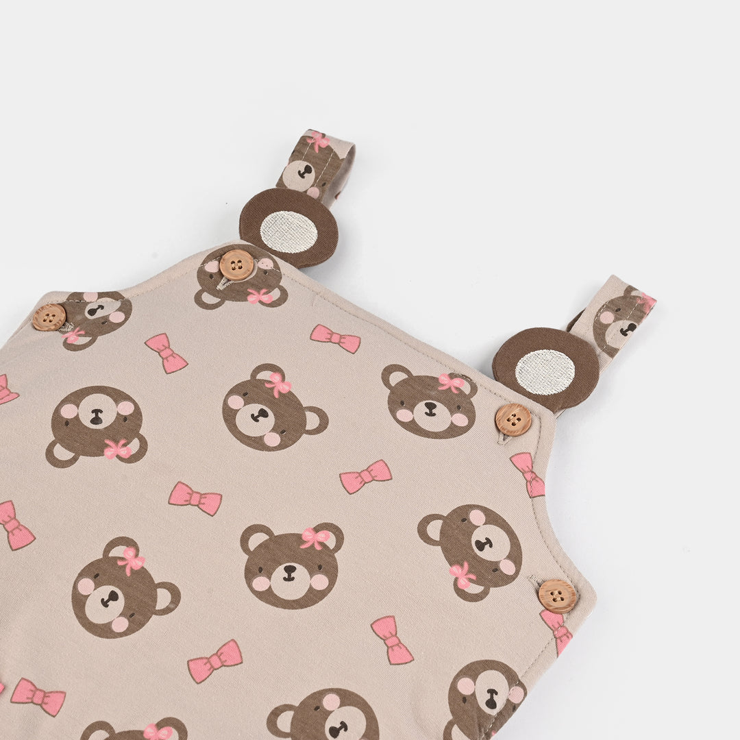 Infant Girls Cotton Interlock Suit-Pink/Beige
