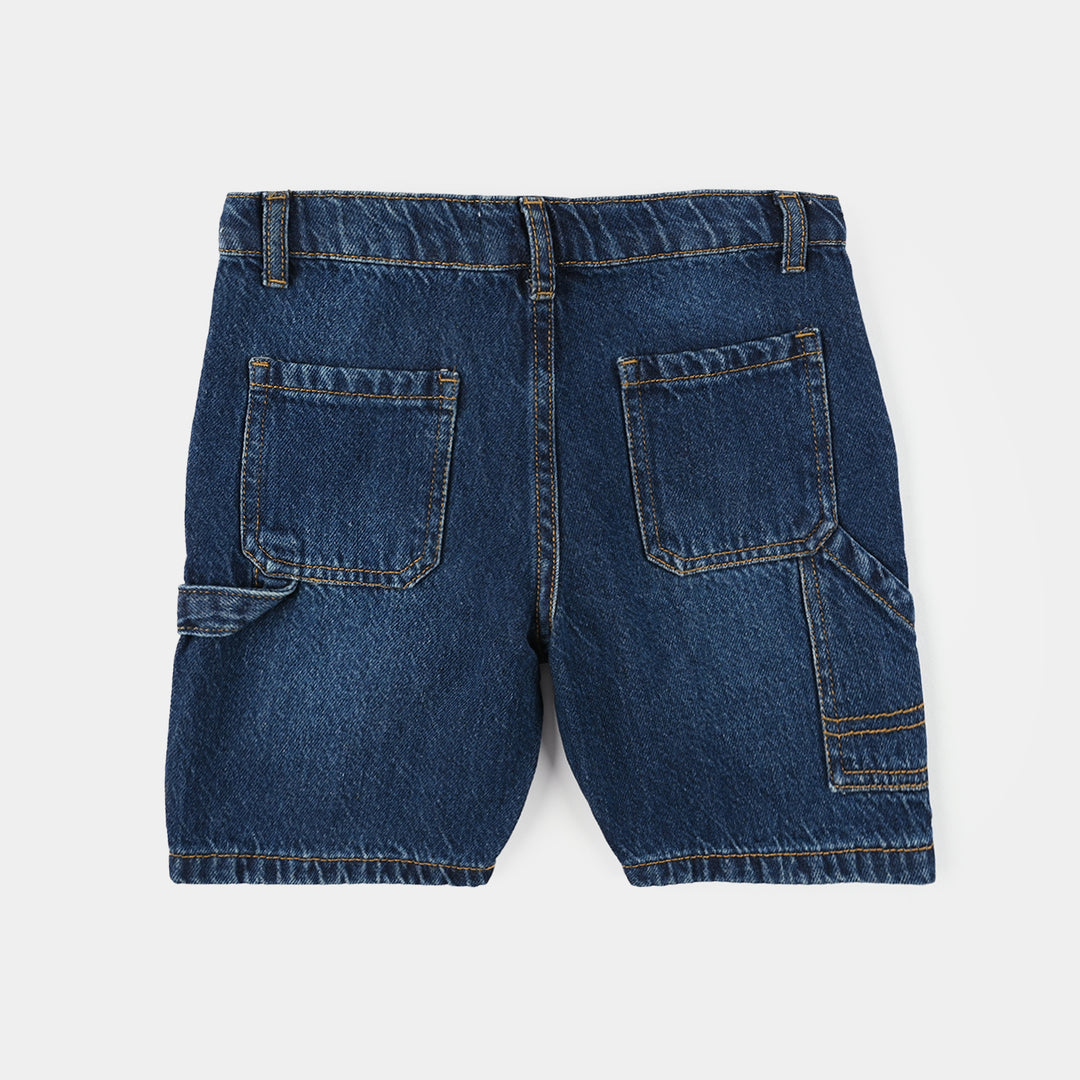 Boys Denim Stretch Shorts (Trail) - Mid Blue