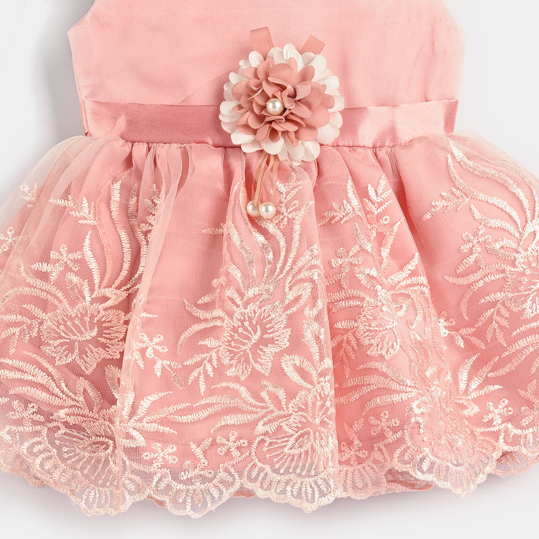 Infant Girl Poly Satin Fancy Frock Little Baby-Pink