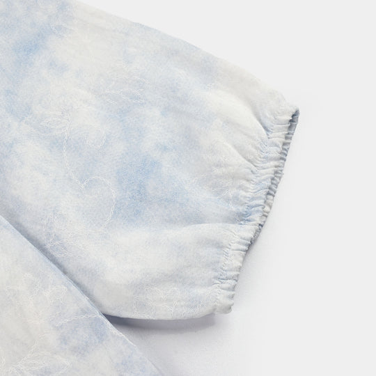 Girls Cotton Casual Top (Cozy) - Light Blue