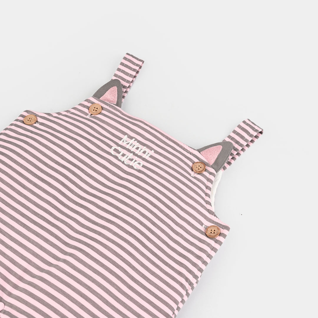 Infant Girls Cotton Interlock Suit-Pink Stripe