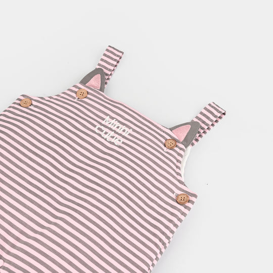 Infant Girls Cotton Interlock Suit-Pink Stripe