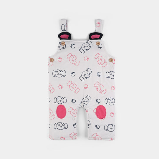 Infant Girls Cotton Interlock Suit-White/Navy