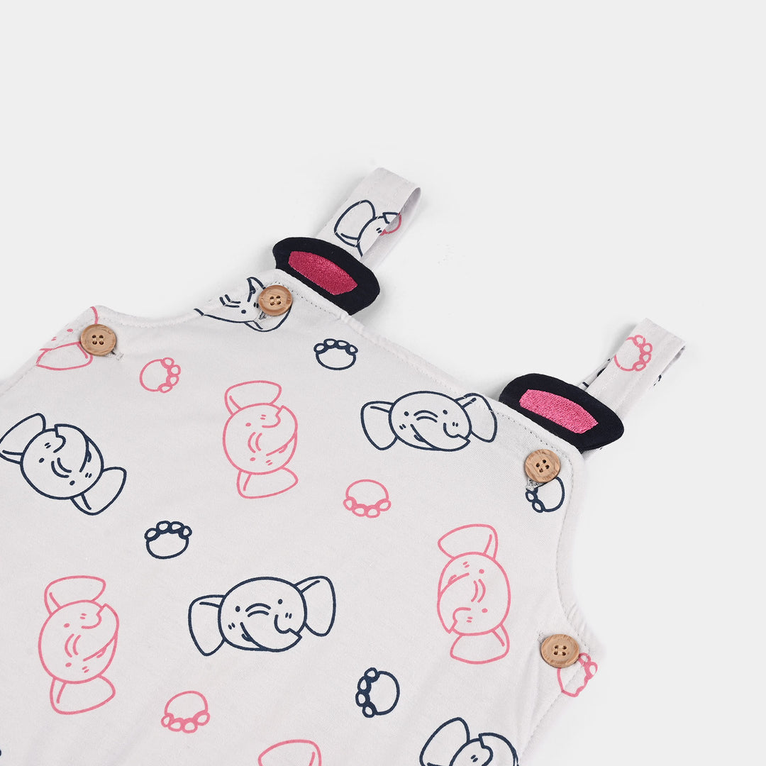 Infant Girls Cotton Interlock Suit-White/Navy