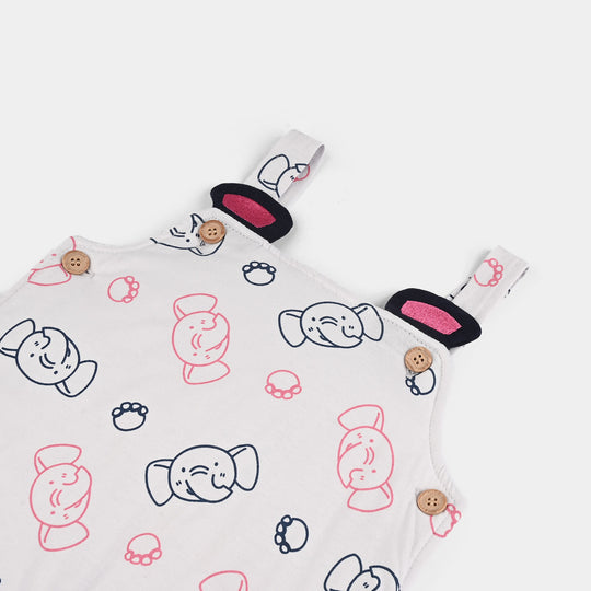 Infant Girls Cotton Interlock Suit-White/Navy