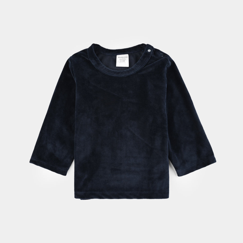 Infant Boys Cotton Interlock Suit-White Navy