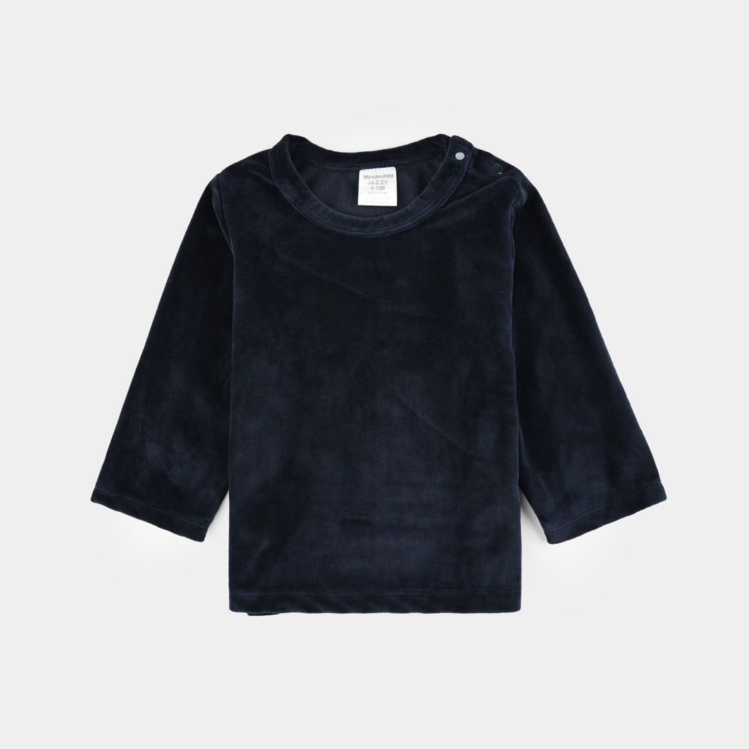 Infant Boys Cotton Interlock Suit-White Navy