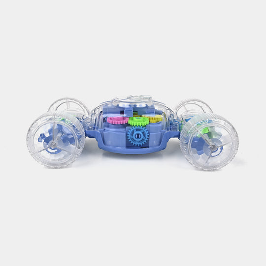 Transparent Agent Gear car Battery Operated Kids Toy Car with 3D Light