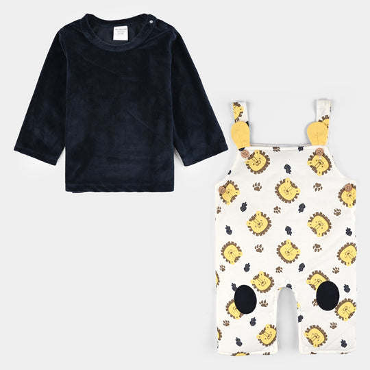 Infant Boys Cotton Interlock Suit-White Navy