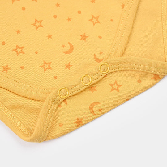 Infant Unisex Cotton Interlock Basic Romper (First Ramadan) - Yellow