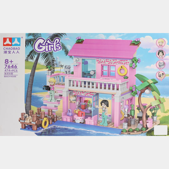 Girls Beach Villa Building Blocks Set