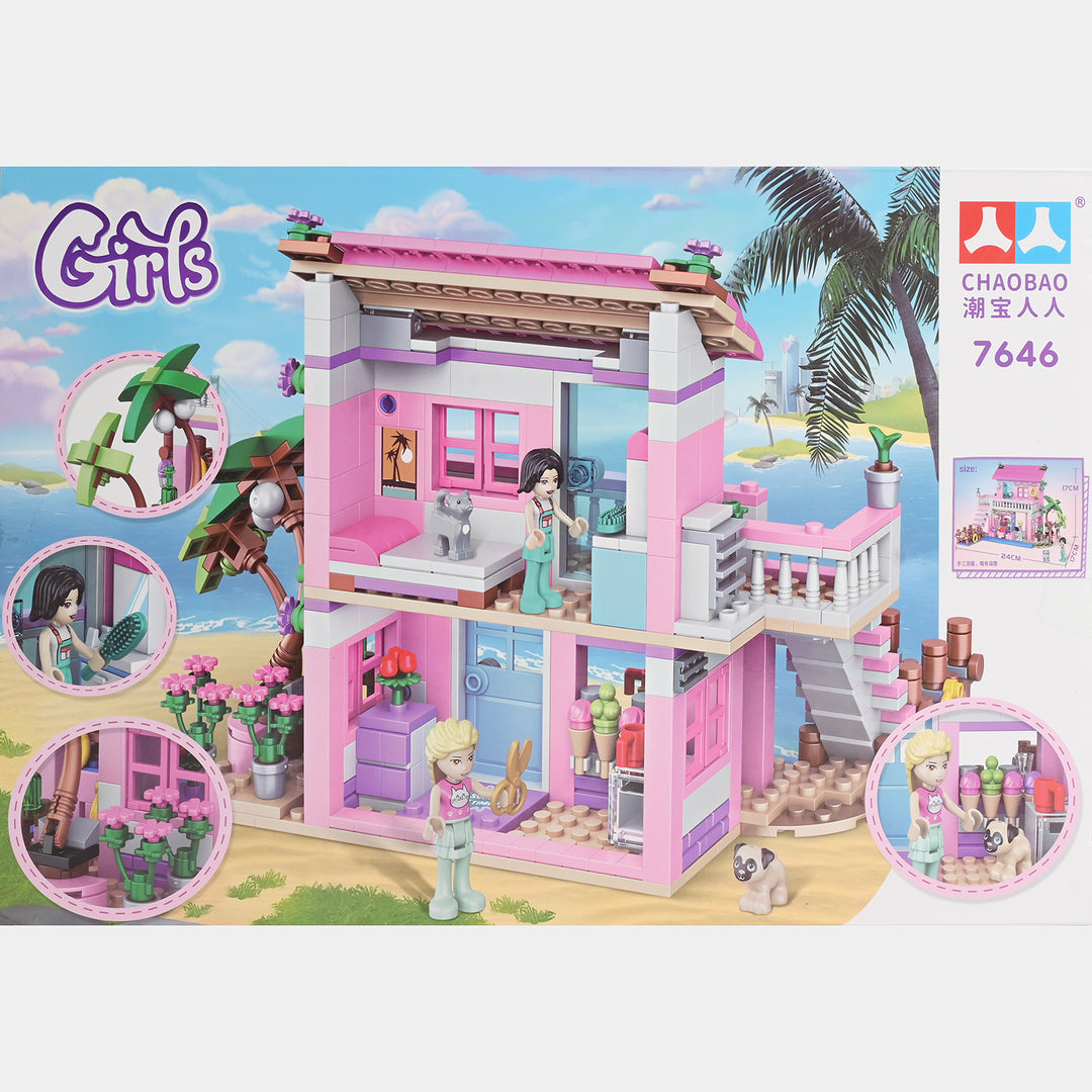 Girls Beach Villa Building Blocks Set
