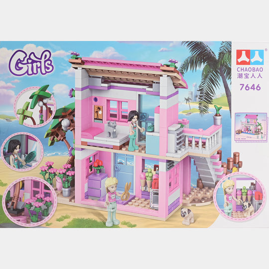 Girls Beach Villa Building Blocks Set