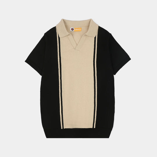 Boys Cotton Sweater Knit Polo (Resort) - Black