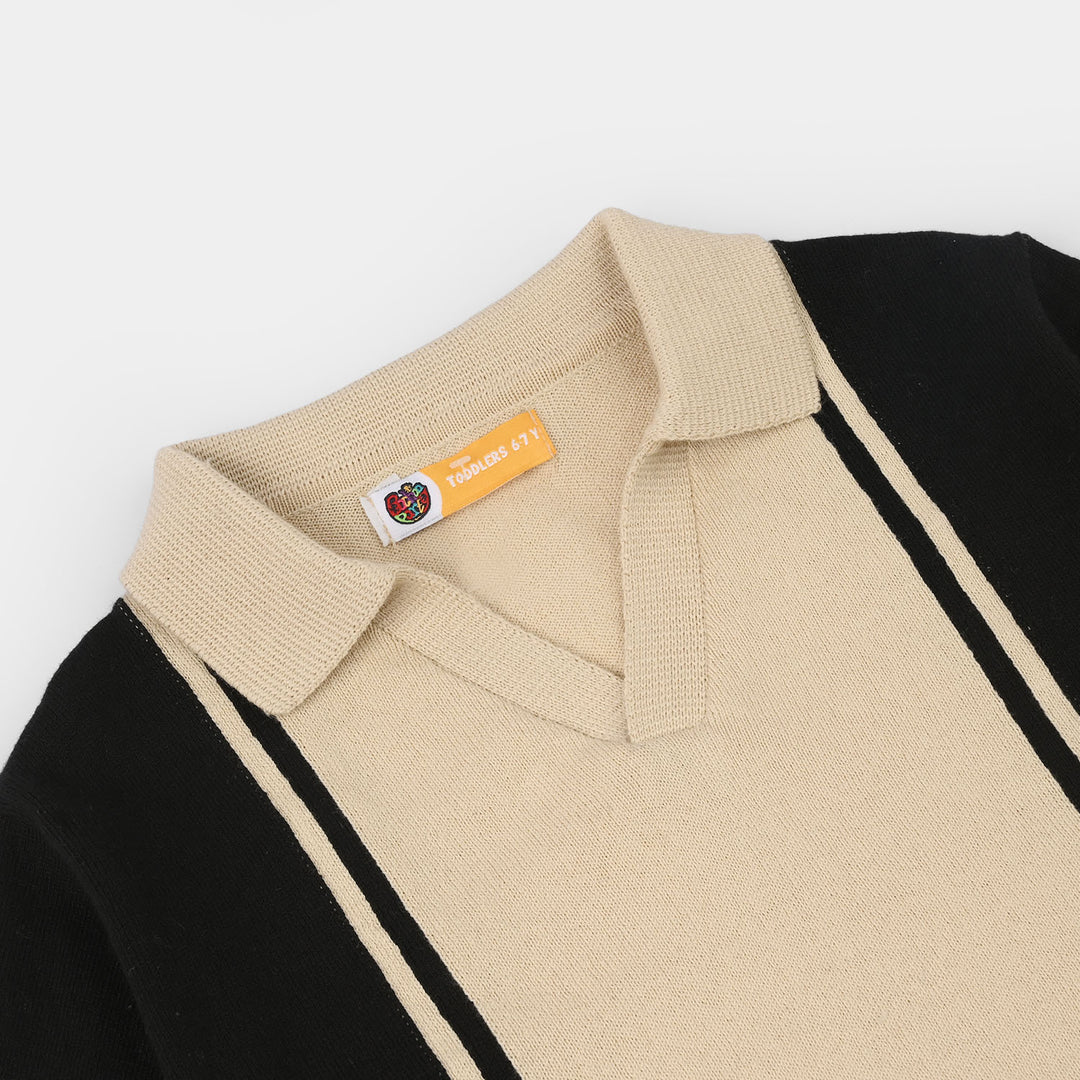 Boys Cotton Sweater Knit Polo (Resort) - Black
