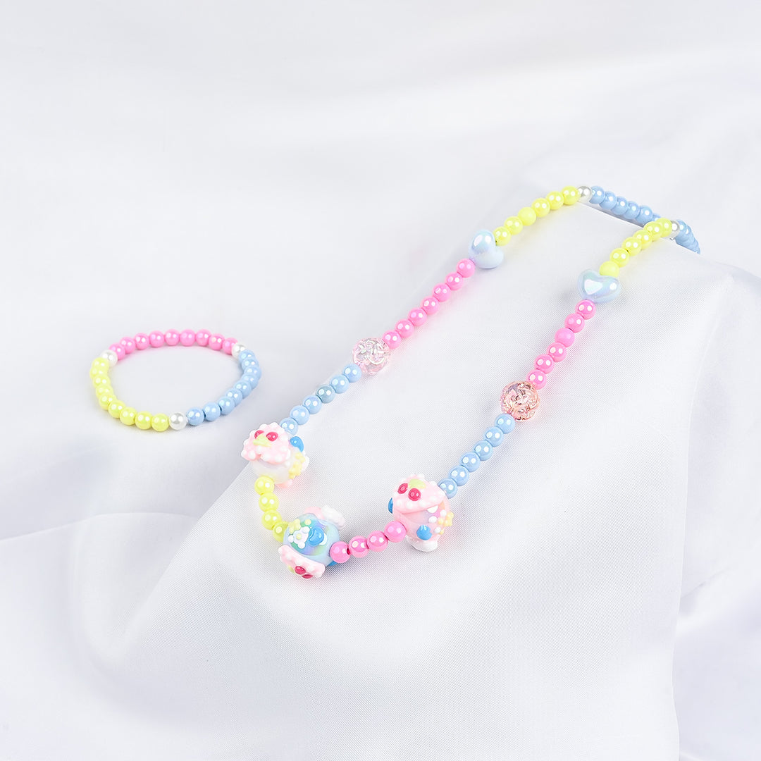 GIRLS ELEGANT BEADED NECKLACE & BRACELET