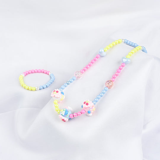 GIRLS ELEGANT BEADED NECKLACE & BRACELET