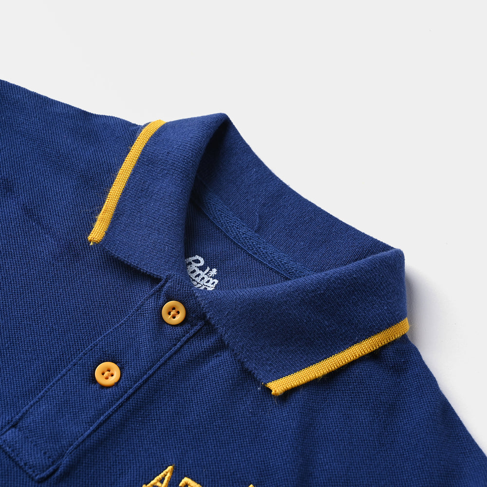 Boys Cotton PK Polo Athletic-Navy Peony