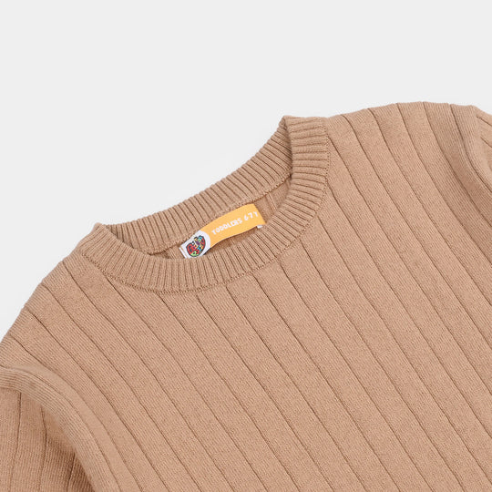 Boys Cotton Sweater Knit T-shirt (Dropline) - Dark Mustard