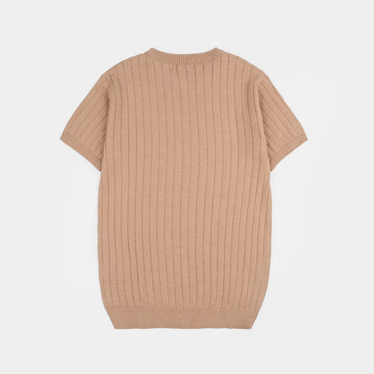 Boys Cotton Sweater Knit T-shirt (Dropline) - Dark Mustard