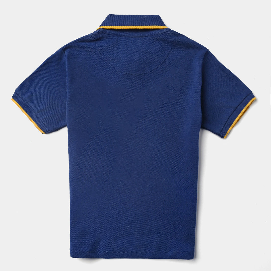 Boys Cotton PK Polo Athletic-Navy Peony