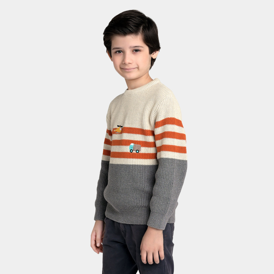 Boys Cotton Full Sleeves Cardigan-STRIPE