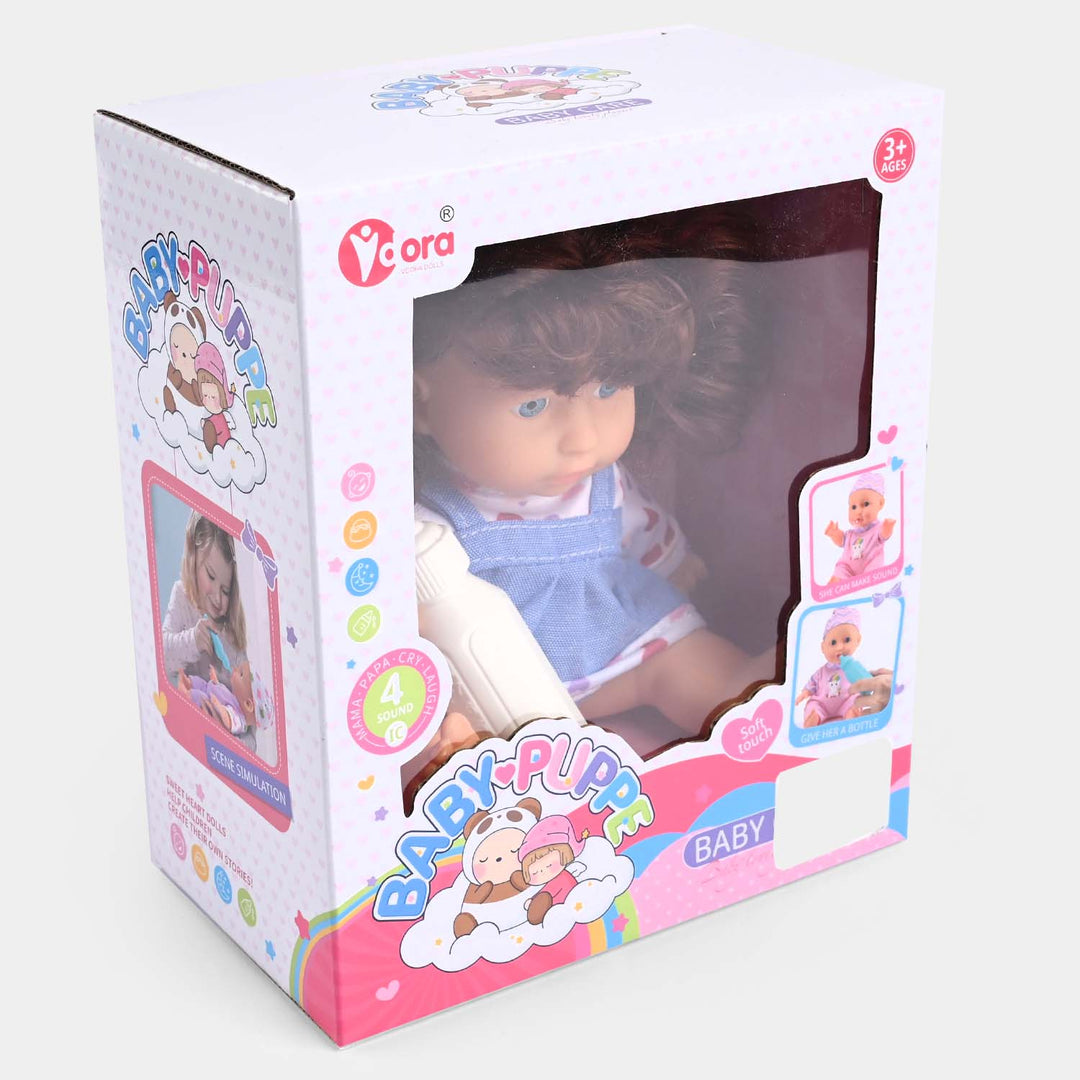 Cute Baby Girl With Feeder