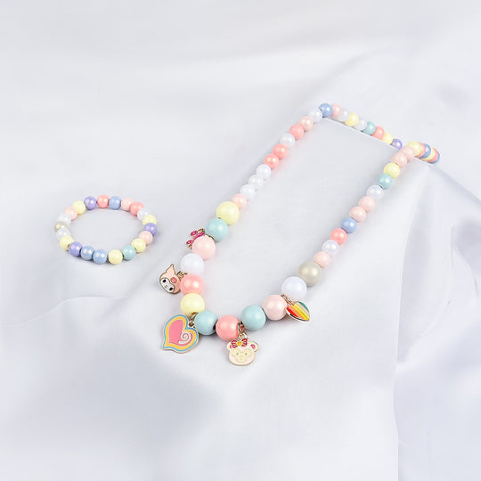 GIRLS ELEGANT BEADED NECKLACE & BRACELET