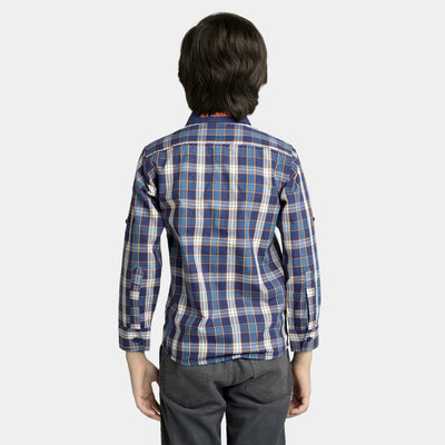 Boys Yarn Dyed Casual Shirt New Generation-Blue