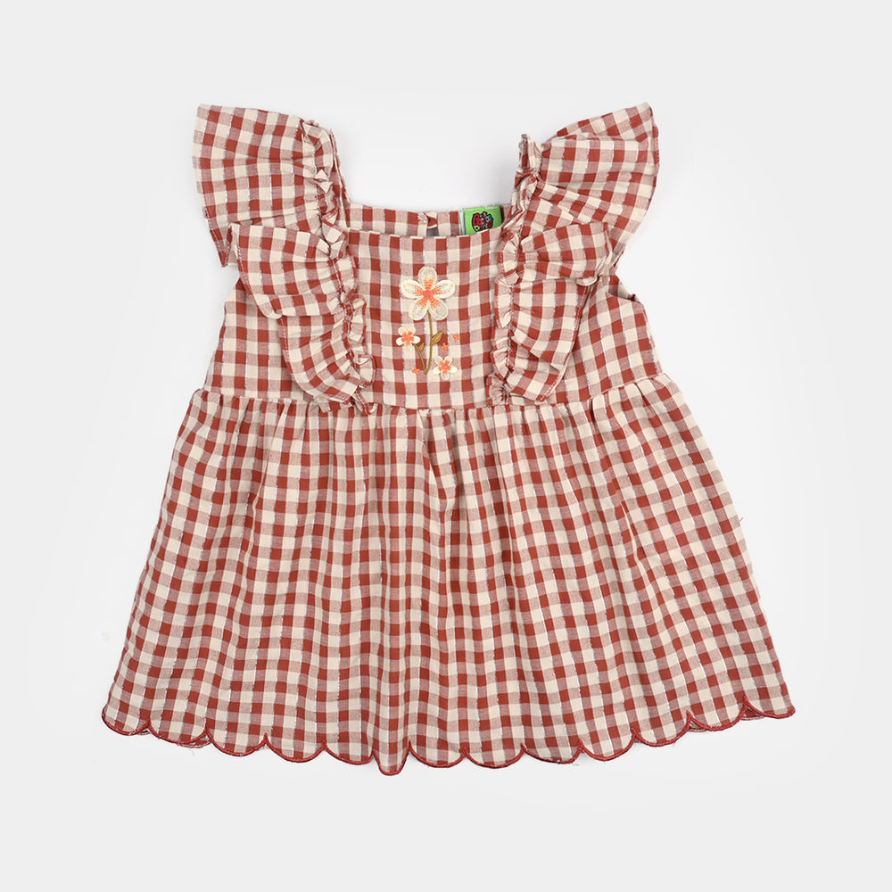 Infant Girls Yarn Dyed 2-Piece Suit (Coco Bloom) - Brown