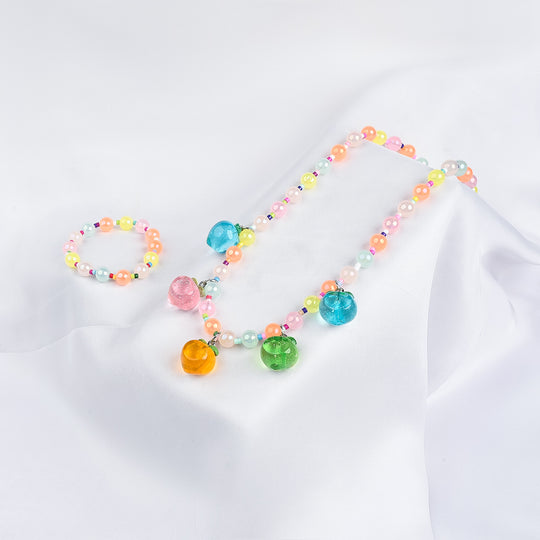 GIRLS ELEGANT BEADED NECKLACE & BRACELET