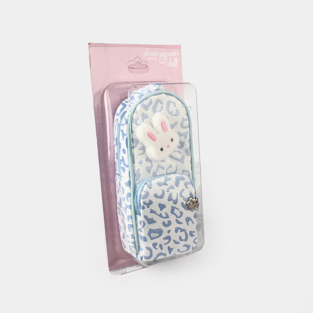 Stationery Pouch With Plush Bunny Charm