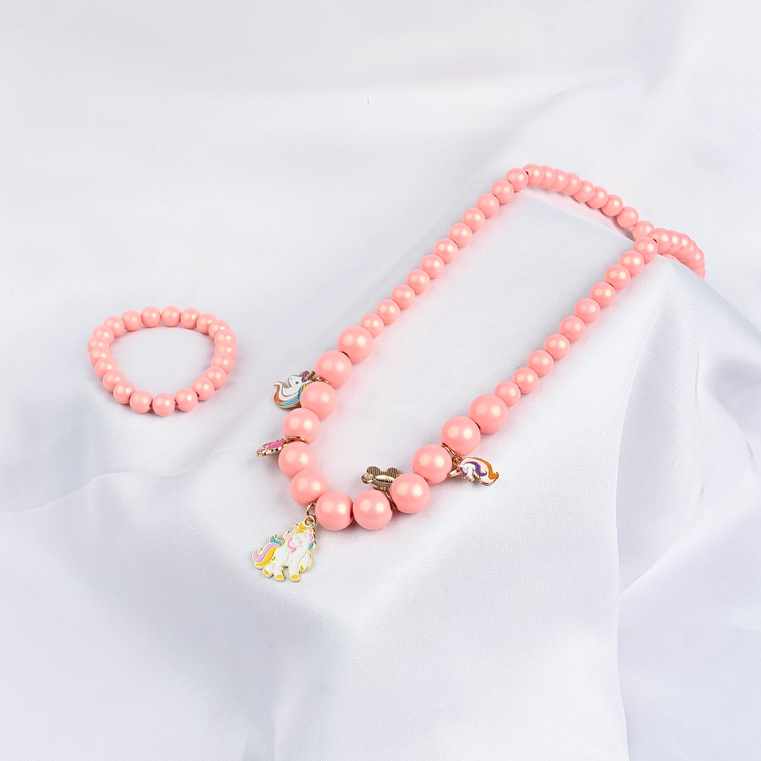 GIRLS ELEGANT BEADED NECKLACE & BRACELET